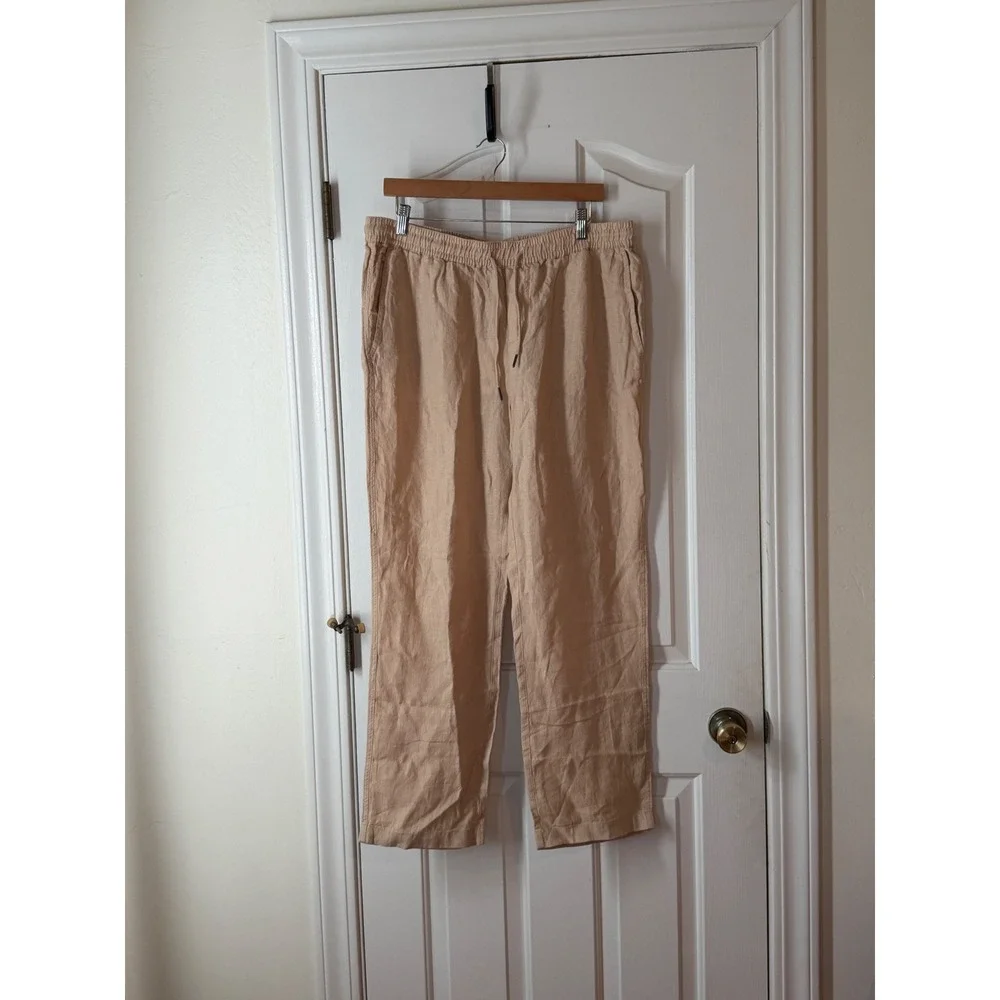 NWT Quince | Linen Drawstring Beach Pants Large Sand European Linen CMA01